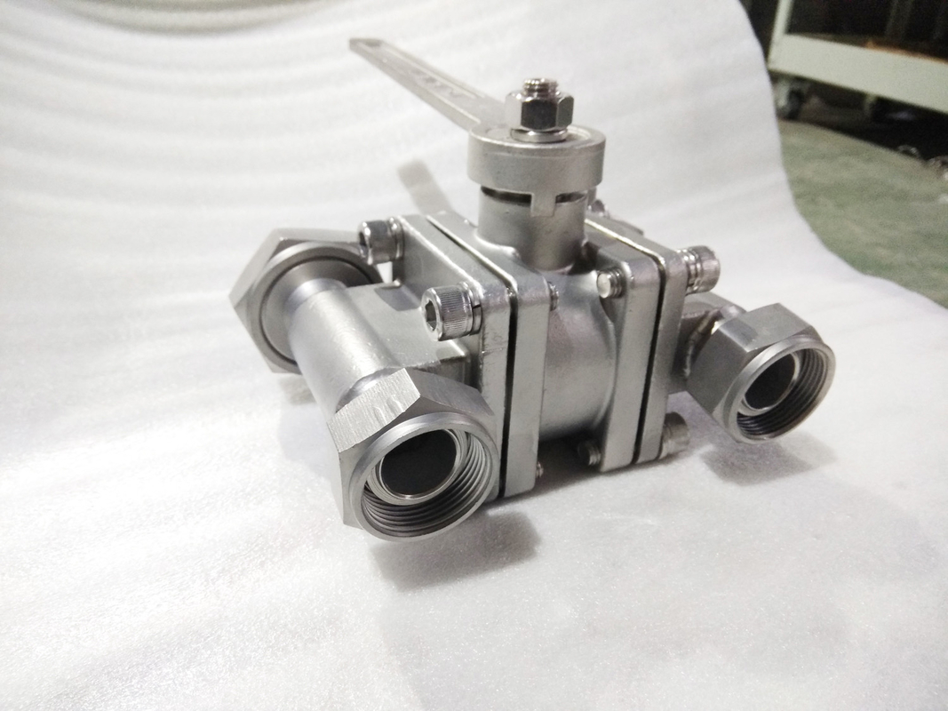 صمام كرة ثلاثي الاتجاهات من الفولاذ المقاوم للصدأ مبرد بالتبريد DN25 للغاز الطبيعي المسال / الأكسجين السائل / الغاز السائل